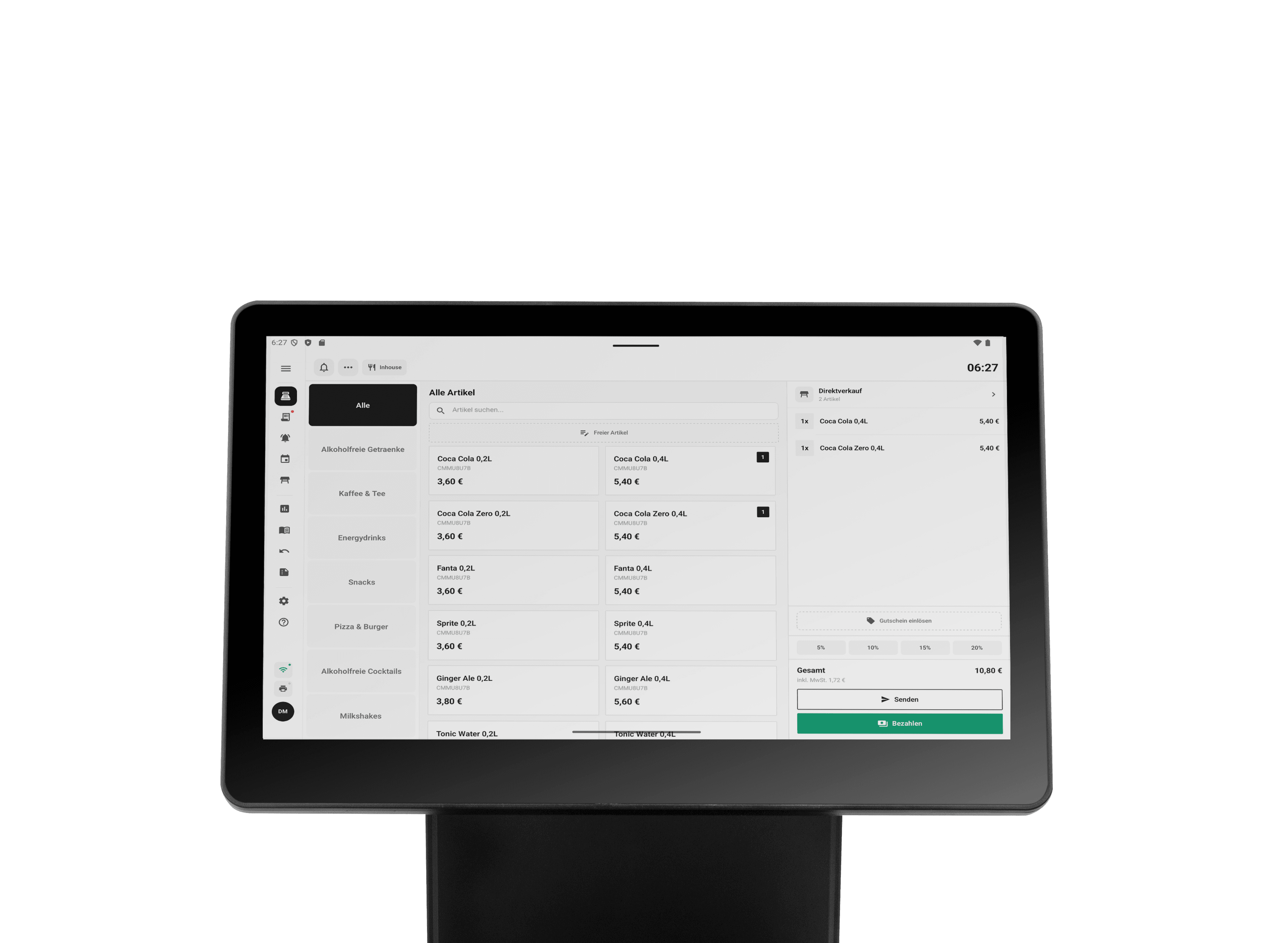 Qubis Kassensystem auf einem Tablet